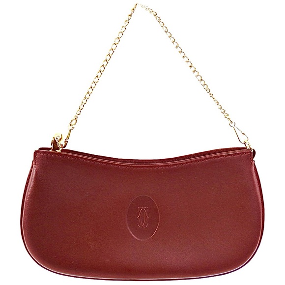Cartier Les Must De Cartier Pouch Clutch Wristlet Pochette Bordeaux VINTAGE RARE - Picture 6 of 6
